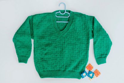 Dark green jumper with seed pattern