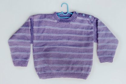 Mauve jumper with white striping contrast