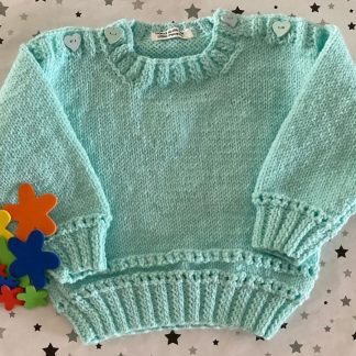 Mint green patterned jumper with for ages 6-12 months